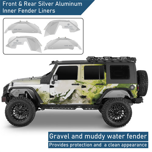 Front & Rear Aluminum Inner Fender Liners For 2007-2018 Jeep Wrangler JK - Ultralisk4x4