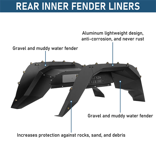 Legend Rear Inner Fender Liners For 2020-2025 Jeep Gladiator JT - Ultralisk4x4