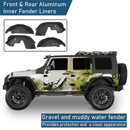 Front & Rear Aluminum Inner Fender Liners For 2007-2018 Jeep Wrangler JK - Ultralisk4x4
