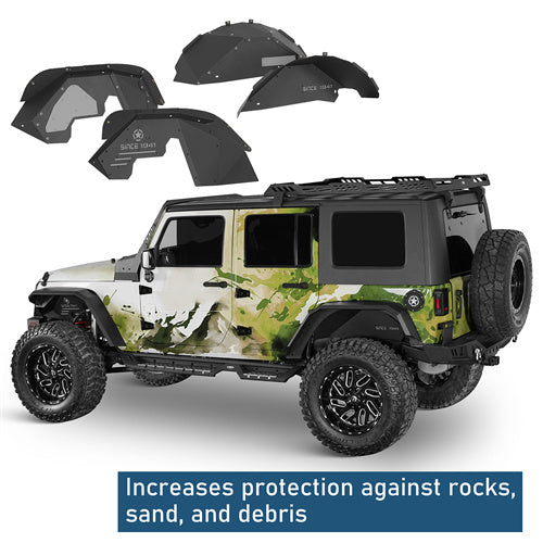 Front & Rear Aluminum Inner Fender Liners For 2007-2018 Jeep Wrangler JK - Ultralisk4x4