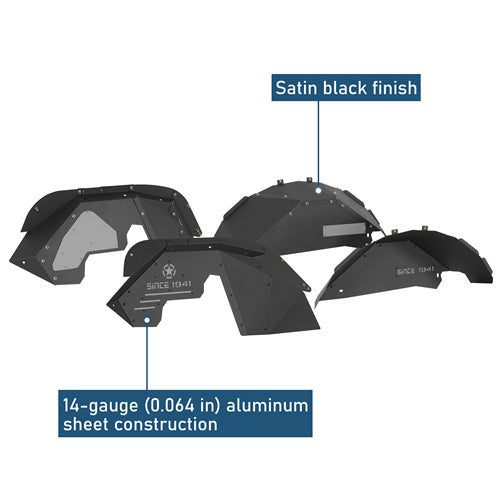 Front & Rear Aluminum Inner Fender Liners For 2007-2018 Jeep Wrangler JK - Ultralisk4x4