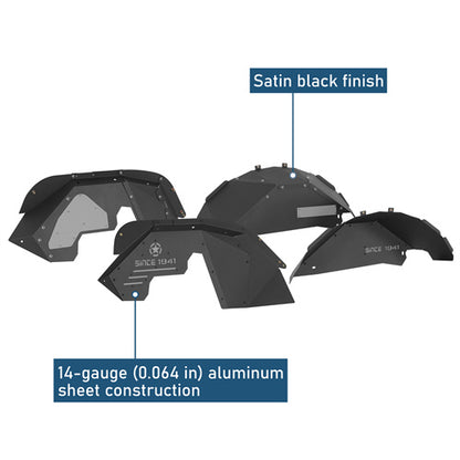 Front & Rear Aluminum Inner Fender Liners For 2007-2018 Jeep Wrangler JK - Ultralisk4x4