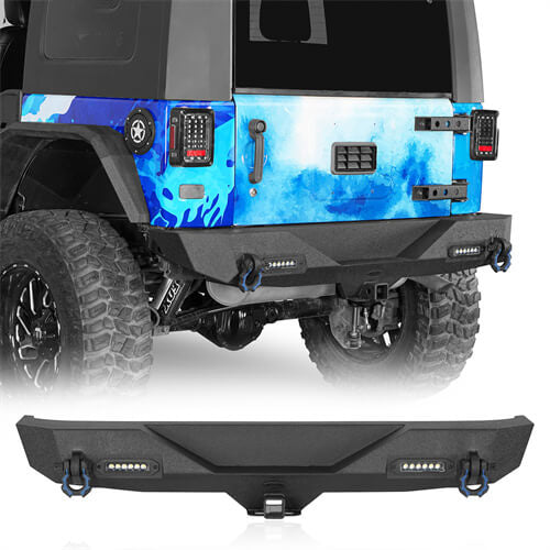 Jeep Accessories Rear Bumper w/ white LED spotlights For 2007-2018 Jeep Wrangler JK - Ultralisk4x4