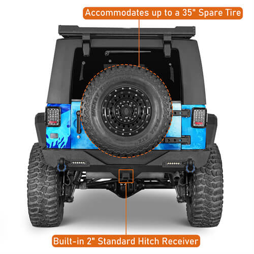 Jeep Accessories Rear Bumper w/ white LED spotlights For 2007-2018 Jeep Wrangler JK - Ultralisk4x4