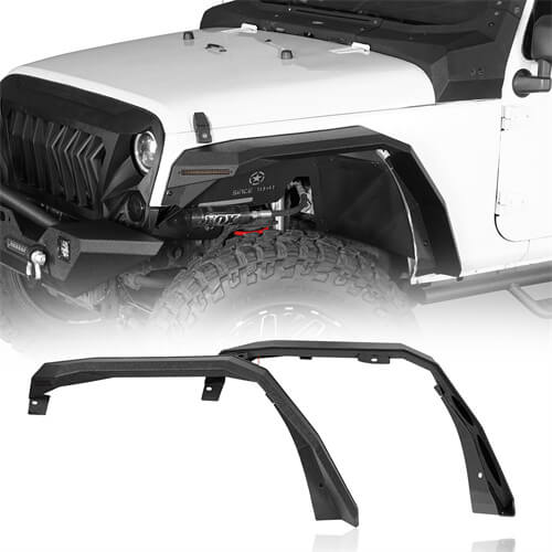 2007-2018 Jeep JK Fender Flares Flat Front Fender Armor 4x4 Jeep Parts w/ LED Lights - Ultralisk4x4 ul2080s 1