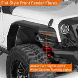 2007-2018 Jeep JK Fender Flares Flat Front Fender Armor 4x4 Jeep Parts w/ LED Lights - Ultralisk4x4 ul2080s 12