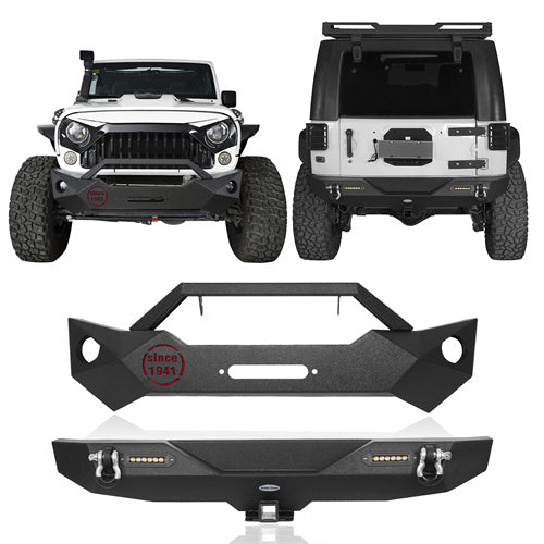 Rock Crawler Front Bumper & Different Trail Rear Bumper Combo Kit for 2007-2018 Jeep Wrangler JK JKU ultralisk4x4 ULB.2055+ULB.2030 1