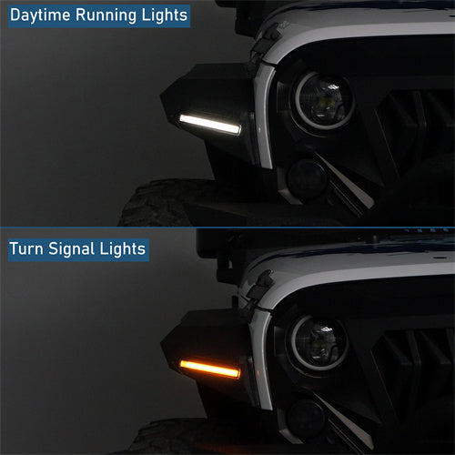 Front Fender Flares w/ LED Lights For 2007-2018 Jeep Wrangler JK - Ultralisk4x4