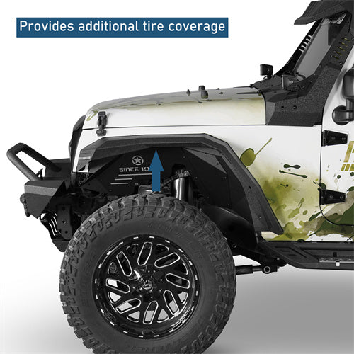 Front Fender Flares w/ LED Lights For 2007-2018 Jeep Wrangler JK - Ultralisk4x4