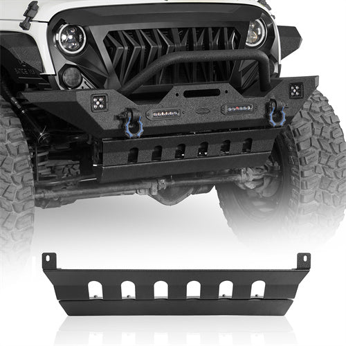 Black Steel Front Skid Plate For 2007-2018 Jeep Wrangler JK - Ultralisk 4x4