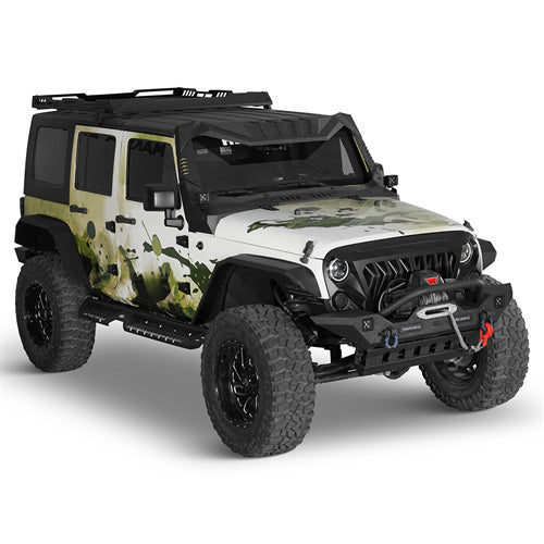 Black Steel Front Skid Plate For 2007-2018 Jeep Wrangler JK - Ultralisk 4x4