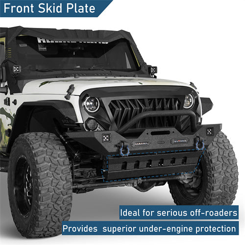 Black Steel Front Skid Plate For 2007-2018 Jeep Wrangler JK - Ultralisk 4x4