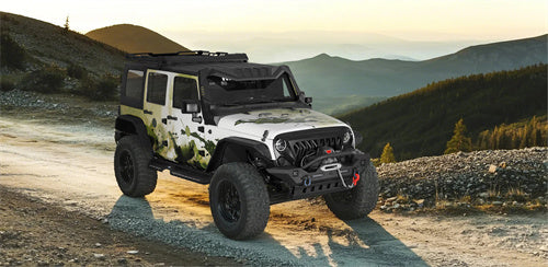 Black Steel Front Skid Plate For 2007-2018 Jeep Wrangler JK - Ultralisk 4x4
