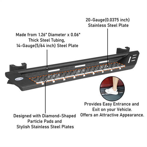 2007-2018 Jeep Wrangler JK Side Armor Side Step Bars For 2-Door - Ultralisk4x4 ul2083s 13