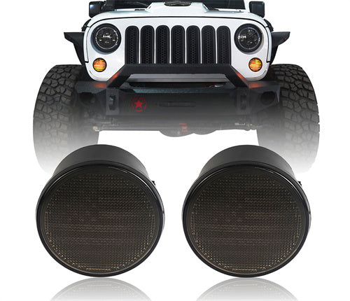 US Flag Imaged LED Amber Turn Signals Lights lens For 2007-2018 Jeep Wrangler JK JKU - Ultralisk4x4