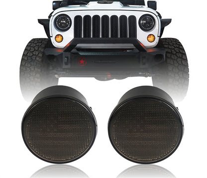 US Flag Imaged LED Amber Turn Signals Lights lens For 2007-2018 Jeep Wrangler JK JKU - Ultralisk4x4