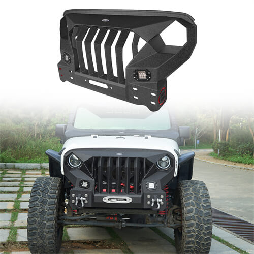 Front Bumper w/Grille Guard & Winch Plate for 2007-2018 Jeep Wrangler JK - Ultralisk 4x4  ULB.2038 1
