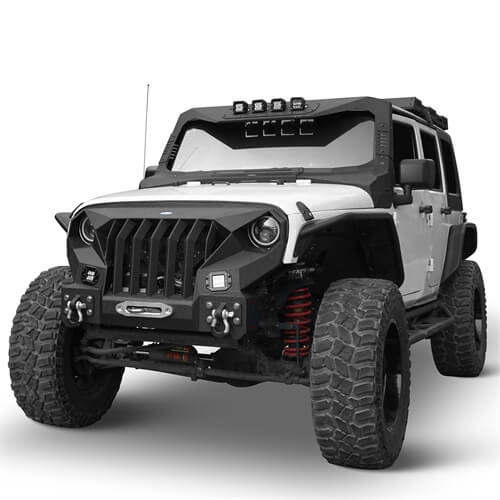 Front Bumper w/Grille Guard & Winch Plate for 2007-2018 Jeep Wrangler JK - Ultralisk 4x4  ULB.2038 2