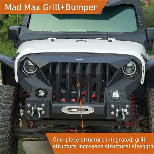 Front Bumper w/Grille Guard & Winch Plate for 2007-2018 Jeep Wrangler JK - Ultralisk 4x4  ULB.2038 6