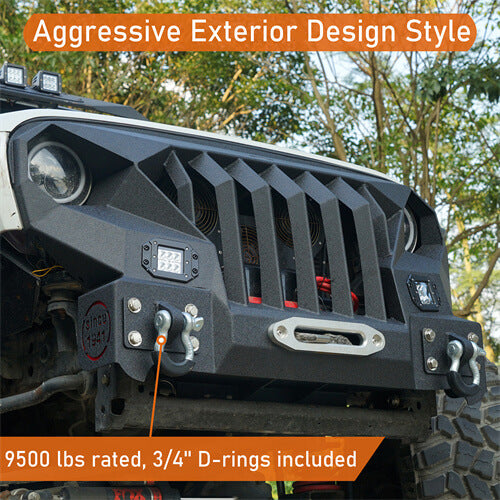 Front Bumper w/Grille Guard & Winch Plate for 2007-2018 Jeep Wrangler JK - Ultralisk 4x4  ULB.2038 7