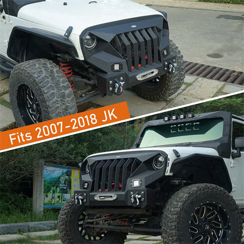 Front Bumper w/Grille Guard & Winch Plate for 2007-2018 Jeep Wrangler JK - Ultralisk 4x4  ULB.2038 8