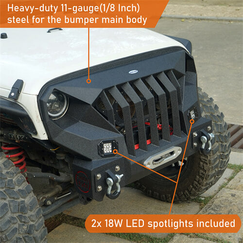 Front Bumper w/Grille Guard & Winch Plate for 2007-2018 Jeep Wrangler JK - Ultralisk 4x4  ULB.2038 9