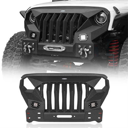 Mad Max Front Bumper w/Steel Grille Guard & Winch Plate(07-18 Jeep Wrangler JK) - Ultralisk 4x4