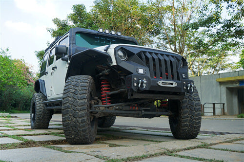 Mad Max Front Bumper w/Steel Grille Guard & Winch Plate(07-18 Jeep Wrangler JK) - Ultralisk 4x4