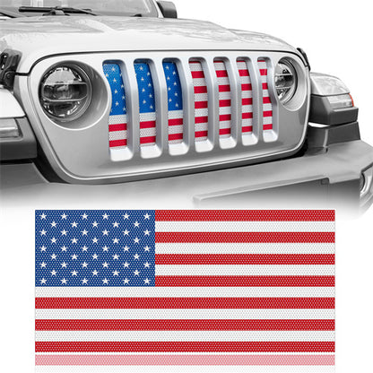 Front US American Flag Jeep Grille Insert Distressed Old Glory For 2018-2025 Jeep Wrangler JL & Gladiator JT - Ultralisk4x4