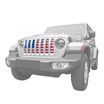 Front US American Flag Jeep Grille Insert Distressed Old Glory For 2018-2025 Jeep Wrangler JL & Gladiator JT - Ultralisk4x4