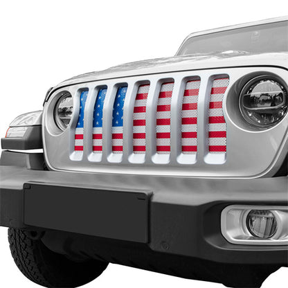 Front US American Flag Jeep Grille Insert Distressed Old Glory For 2018-2025 Jeep Wrangler JL & Gladiator JT - Ultralisk4x4