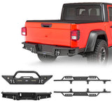 Mid Width Front Bumper & Rear Bumper & Side Steps Nerf Bars (20-24 Jeep Gladiator JT) - ultralisk4x4