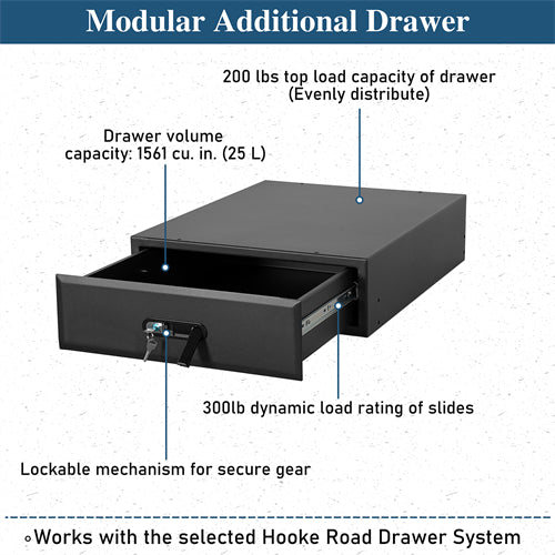 Modular Additional Drawer For 2015-2025 Jeep Wrangler JK & JL 4-Door & 2021-2025 Ford Bronco 4-Door - Ultralisk4x4
