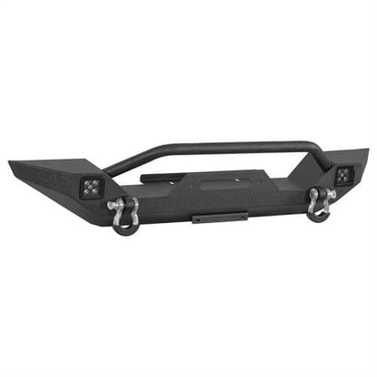 Aftermarket Front Bumper w/ Winch Plate & LED Spotlights For 1987-1995 Jeep Wrangler YJ - Ultralisk4x4