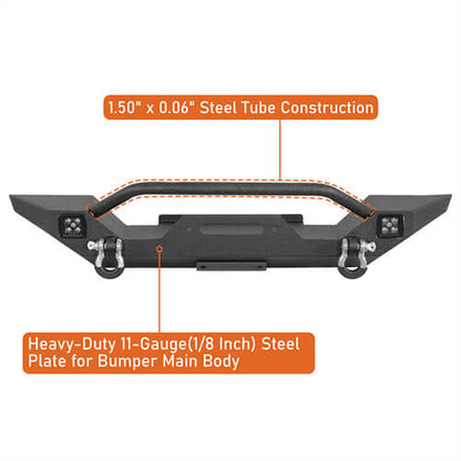Aftermarket Front Bumper w/ Winch Plate & LED Spotlights For 1987-1995 Jeep Wrangler YJ - Ultralisk4x4