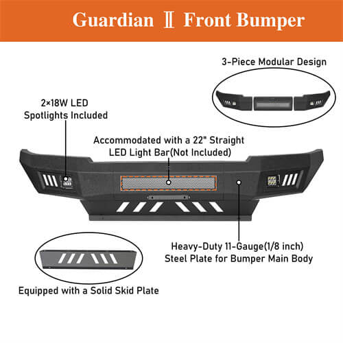 Off-Road Front Bumper w/ LED spotlights included For 2005-2011 Toyota Tacoma - Ultralisk4x4