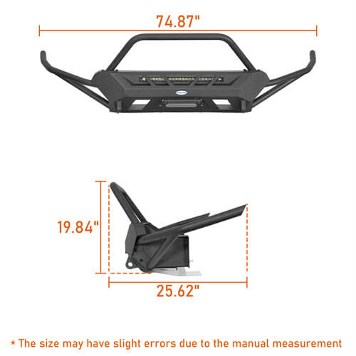 Off Road Tube Front Bumper w/ LED Light Bar For 2016-2023 Toyota Tacoma 3rd Gen - Ultralisk4x4