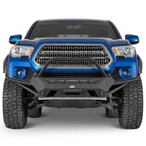 Off Road Tube Front Bumper w/ LED Light Bar For 2016-2023 Toyota Tacoma 3rd Gen - Ultralisk4x4