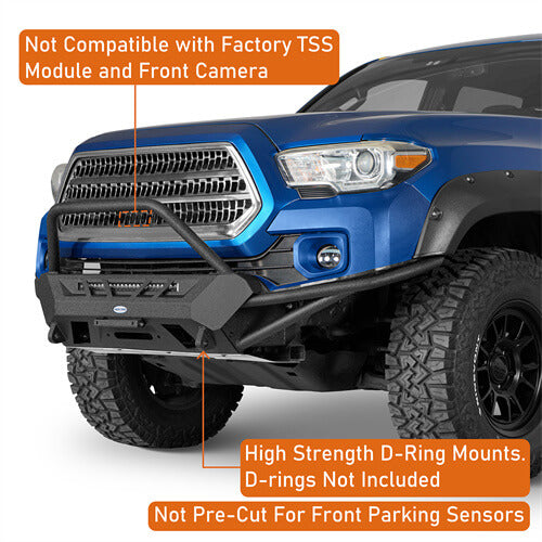 Off Road Tube Front Bumper w/ LED Light Bar For 2016-2023 Toyota Tacoma 3rd Gen - Ultralisk4x4