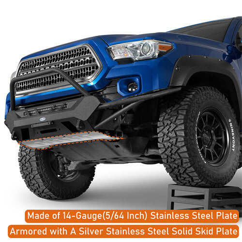 Off Road Tube Front Bumper w/ LED Light Bar For 2016-2023 Toyota Tacoma 3rd Gen - Ultralisk4x4