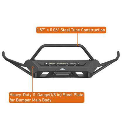 Off Road Tube Front Bumper w/ LED Light Bar For 2016-2023 Toyota Tacoma 3rd Gen - Ultralisk4x4
