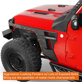 Off Road Front Fender Flares For 2018-2024 Jeep Wrangler JL 2020-2024 Gladiator JT - Ultralisk4x4-u3054-7