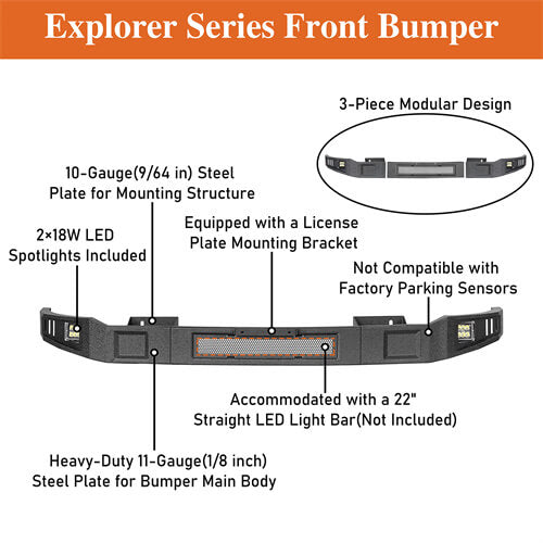 2013-2018 Ram 1500 Off-road Full Width Front Bumper w/ LED Spotlights - Ultralisk4x4 ul6026s 12