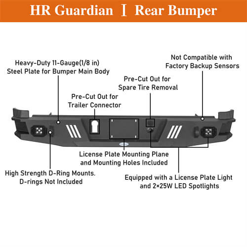 Off-Road Guardian Ⅰ Rear Bumper For 2015-2022 Chevy Colorado & GMC Canyon(Excluding ZR2 Models) - Ultralisk4x4