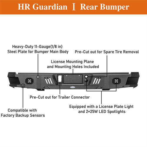 Off Road Rear Bumper w/ LED spotlights For 2015-2017  Ford F-150 - Ultralisk4x4-u8283-11