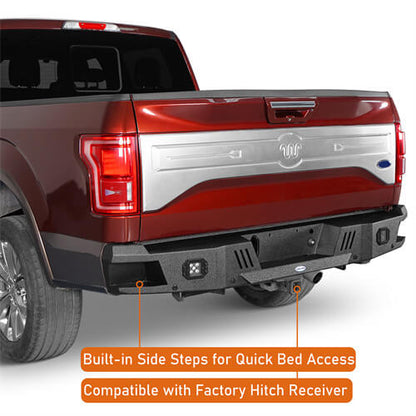 Off Road Rear Bumper w/ LED spotlights For 2015-2017  Ford F-150 - Ultralisk4x4-u8283-7