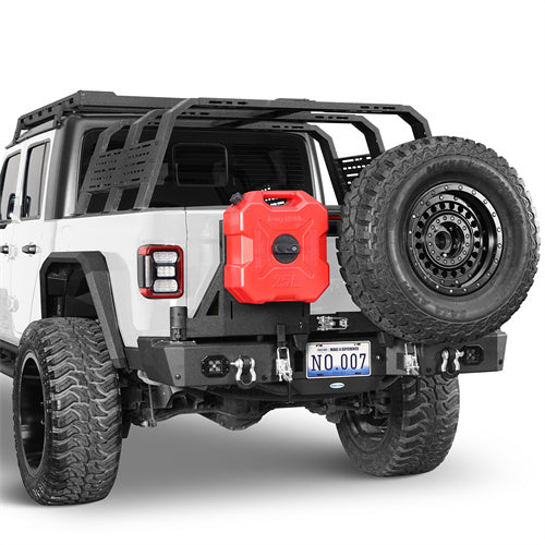 Off Road Rear Bumper w/ Dual Swing Arms & Tire Carrier For 2020-2025 Jeep Gladiator JT Models- Ultralisk4x4