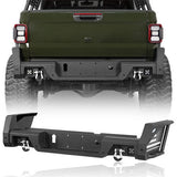 Off-Road Rear Bumper w/ Bedside Slider Steps & LED Spotlights For 2020-2024 Jeep Gladiator JT(Excluding Mojave) - Ultralisk4x4