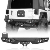 Rear Bumper w/ License Plate Mount & LED Lights For 2007-2018 Jeep Wrangler JK - Ultralisk4x4