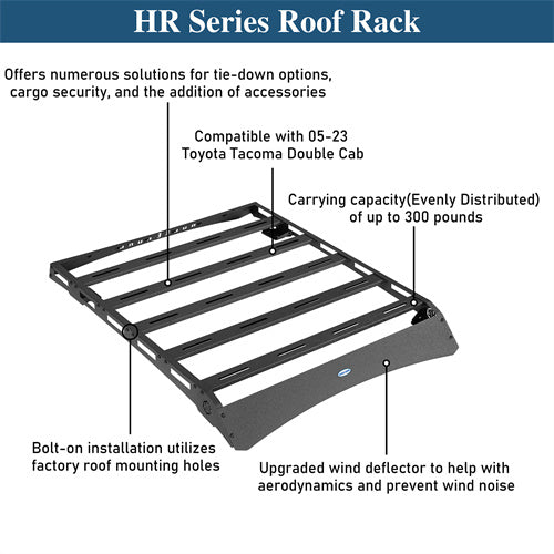 Off-Road Series Roof Rack For 2005-2023 Toyota Tacoma Double Cab - Ultralisk4x4-u4224-10